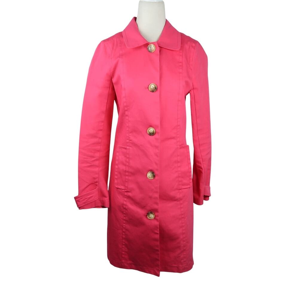 Vintage Y2K Old Navy Hot Pink Mid Length Trench Coat Jacket S
